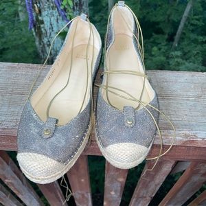 Stuart weitzman lace up eapadrilles metallic 10